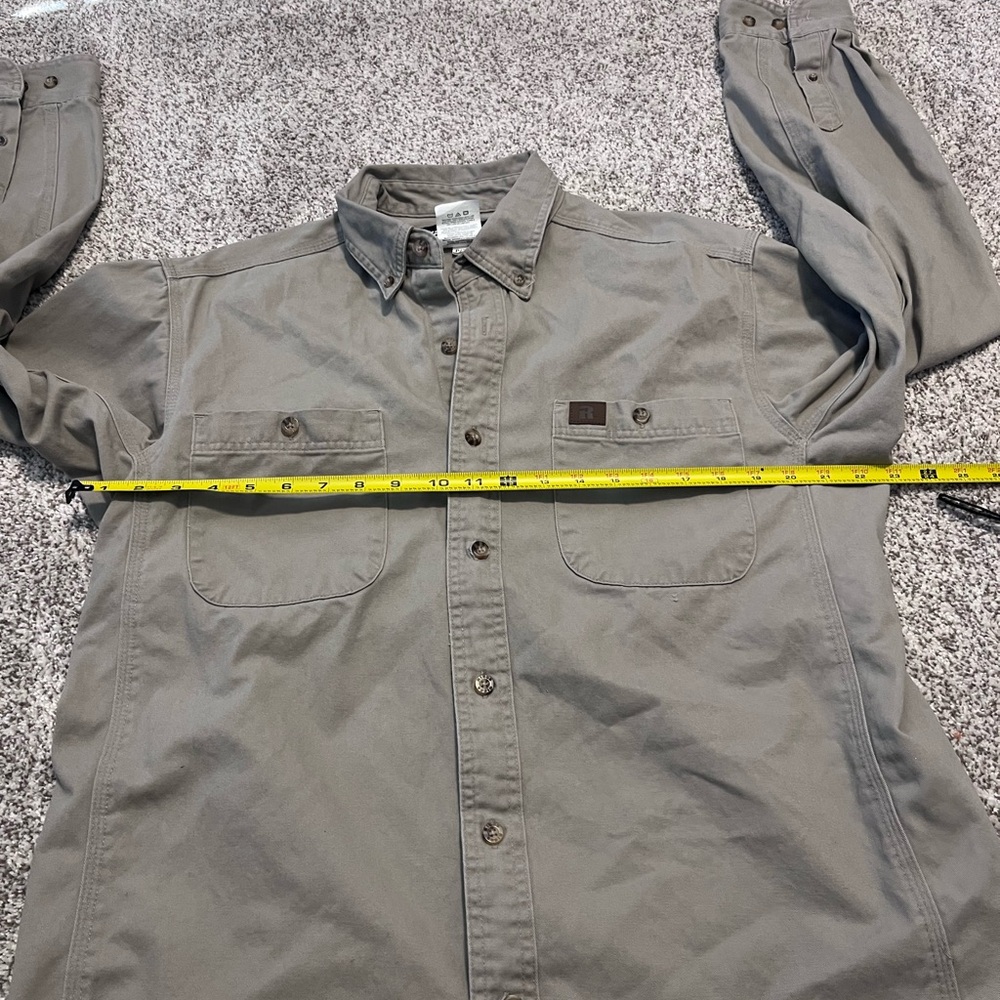 Wrangler Riggs Workwear Button Down Shirt Khaki Cotton Work Shirt Mens - Picture 4 of 12